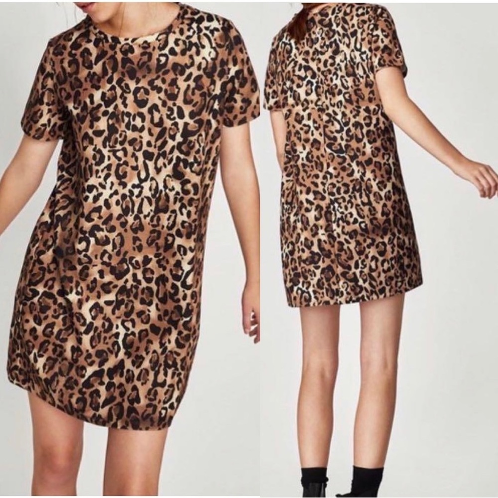 Zara shift leopard short dress women Size Small
